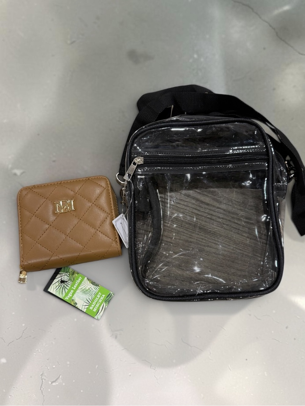 NWT! Badgley Mischka Wallet & Clear Crossbody Bag with Black Trim